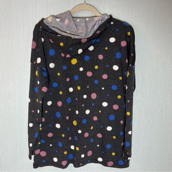 Sew in Love Long Sleeve Hooded Shirt Dk Gray Multi Color Dots Women’s Sz. Sm NWT - Picture 2 of 5